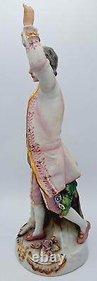 Antique 10.5 Sitzendorf Germany Hand Painted Porcelain Couple repairs made