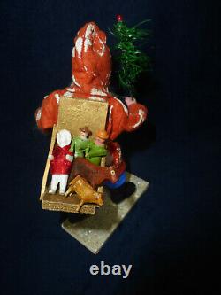 Antique 1900 German Hunchback Santa WithCarrier &Toys 6 1/2