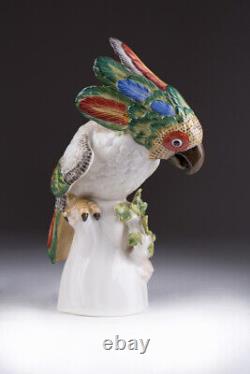 Antique 1900s Germany Porcelain Figurine Parrot Nymphenburg Marked 20 cm