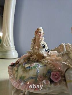 Antique 1920-30 Germany Courting Couple With Dog Karl Ens Porcelain Figurine