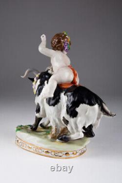 Antique 1925-1972 Porcelain figurine Bacchus on a goat Scheibe Alsbach 22 cm