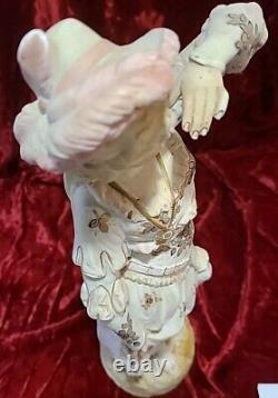 Antique 19th C German Heubach Bisque MUSKETEER & MAIDEN Figurines Pair 17.5