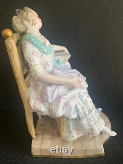 Antique 19th Germany Meissen Porcelain Figurine Sleeping Louise Marked 18.5cm