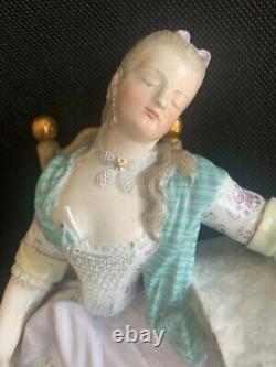 Antique 19th Germany Meissen Porcelain Figurine Sleeping Louise Marked 18.5cm