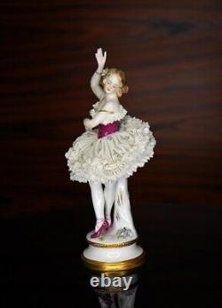 Antique 19th Lacy ballerina Volkstedt German porcelain Figurines Original Marked