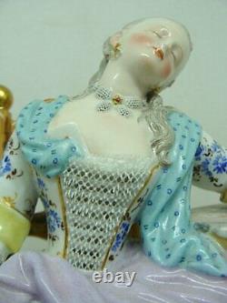 Antique 19th Original Germany Meissen Porcelain Figurine Sleeping Woman Marked