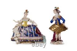 Antique 19th Original Pair Porcelain Figurines ERNST BOHNE SONS Marked 16.5 cm