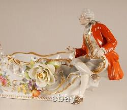 Antique 19th century Saxe porcelain figurine Saxe porcelain couple centerpiece