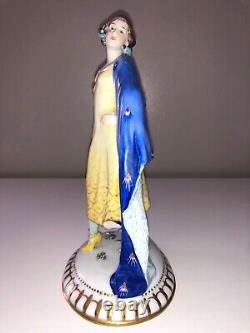 Antique Art Deco German Porcelain Lady Woman Figurine Figure E. A. Muller Dresden