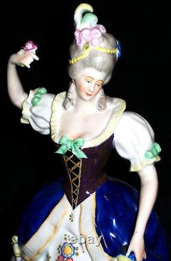 Antique Art Deco Rare Dresden Lady Ballerina Dancer Doll Porcelain Figurine