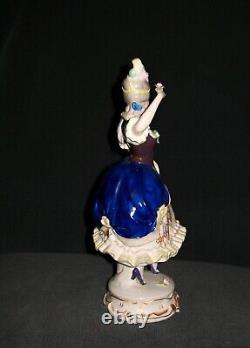 Antique Art Deco Rare Dresden Lady Ballerina Dancer Doll Porcelain Figurine