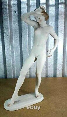Antique Art Deco Rosenthal Porcelain Figurine Large Nude, 11 H