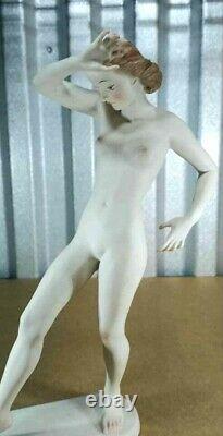 Antique Art Deco Rosenthal Porcelain Figurine Large Nude, 11 H