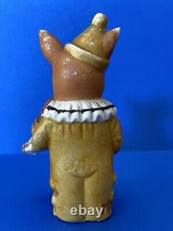 Antique Bisque Bunny Rabbit Clown Doll with VIOLIN German Figurine Halloween Rare