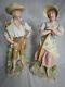 Antique Bisque Porcelain German Gebruder Heubach Pair Figurines 12,5tall Rare