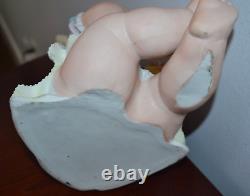 Antique Conta&Boehme BISQUE Porcelain PIANO Baby Figurine GIRL Holding Pear