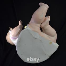 Antique Conta&Boehme BISQUE Porcelain PIANO Baby Figurine GIRL Holding RATTLE