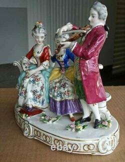 Antique Continental German Style Porcelain Figurine Grouping, 9.5 high