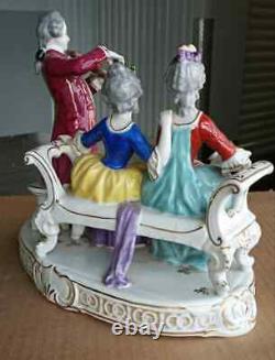Antique Continental German Style Porcelain Figurine Grouping, 9.5 high