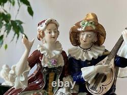Antique Dresden Capodimonte Singing Couple Figurine, Large
