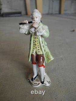 Antique Dresden Germany Man with Flute Figurine