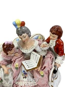 Antique Dresden Lace German Porcelain Group Figurine