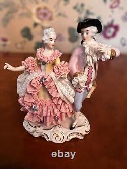 Antique Dresden Lace Germany Courting Couple