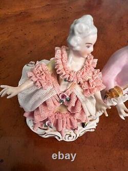 Antique Dresden Lace Germany Courting Couple