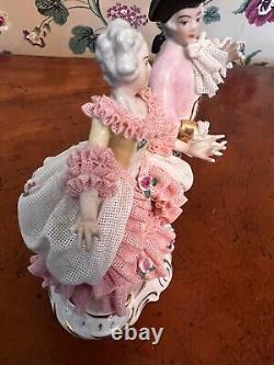 Antique Dresden Lace Germany Courting Couple