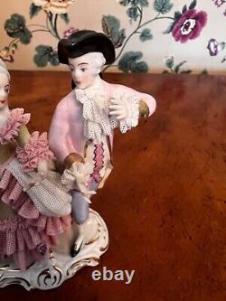 Antique Dresden Lace Germany Courting Couple