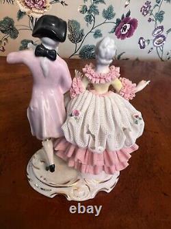 Antique Dresden Lace Germany Courting Couple