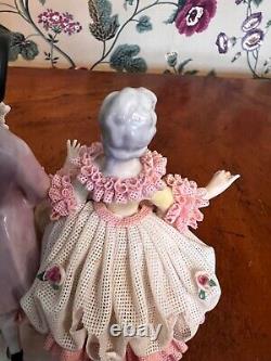 Antique Dresden Lace Germany Courting Couple