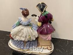 Antique Dresden Lace Porcelain Figurine Courting Couple Germany
