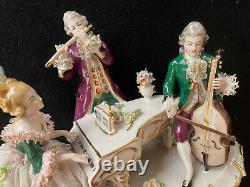 Antique Dresden Porcelain Instrumental Musical Group Figurine