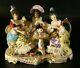 Antique Dresden Volkstedt Porcelain Figurine Three Lady Having Tea Time