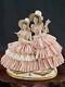 Antique Dresden Volkstedt Porcelain Lace Group Figurine Sisters Reading Book