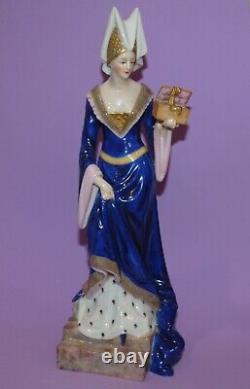 Antique Dressel Kister Medieval Queen Hold Jewelry Box Porcelain German Figurine