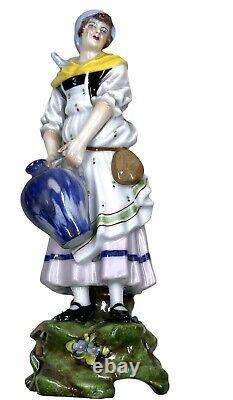 Antique E & A Muller Porcelain Figurine Woman Schwarz Saalbahn Germany 7