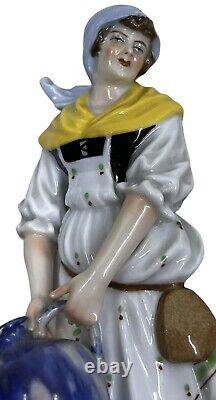 Antique E & A Muller Porcelain Figurine Woman Schwarz Saalbahn Germany 7