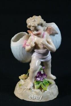 Antique ERNST BOHNE & SOHNE Porcelain Cherub Figurine MATCH HOLDER German SUPERB