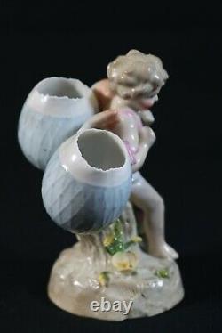 Antique ERNST BOHNE & SOHNE Porcelain Cherub Figurine MATCH HOLDER German SUPERB