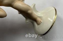 Antique Figurine Boy Golden Ball Germany Porcelain Statuette Marked Rare 20th