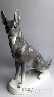 Antique Figurine Shepherd TETTAU Porcelain Statue BAVARIA Germany Dog Rare 20th