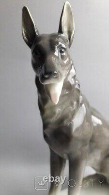 Antique Figurine Shepherd TETTAU Porcelain Statue BAVARIA Germany Dog Rare 20th