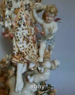 Antique Figurine Statue Porcelain Marked Hand Painted Girl Angel Lady Triebner