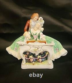 Antique Fine Scheibe Alsbach German Porcelain Figurine Grouping Piano Teacher