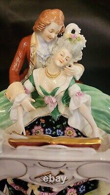 Antique Fine Scheibe Alsbach German Porcelain Figurine Grouping Piano Teacher