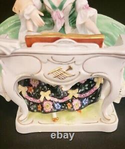 Antique Fine Scheibe Alsbach German Porcelain Figurine Grouping Piano Teacher