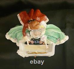 Antique Fine Scheibe Alsbach German Porcelain Figurine Grouping Piano Teacher