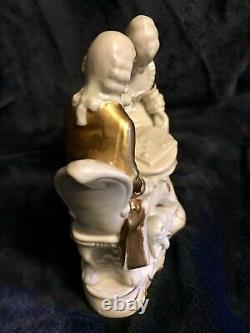Antique G DEP Germany Figurine Sculpture 18755 Lovers Checkers Dog 7D C-1800s